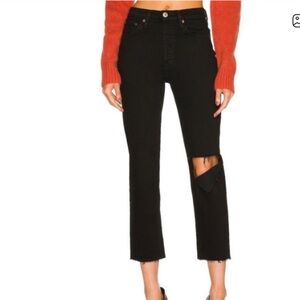 RE/DONE high rise black button fly jeans